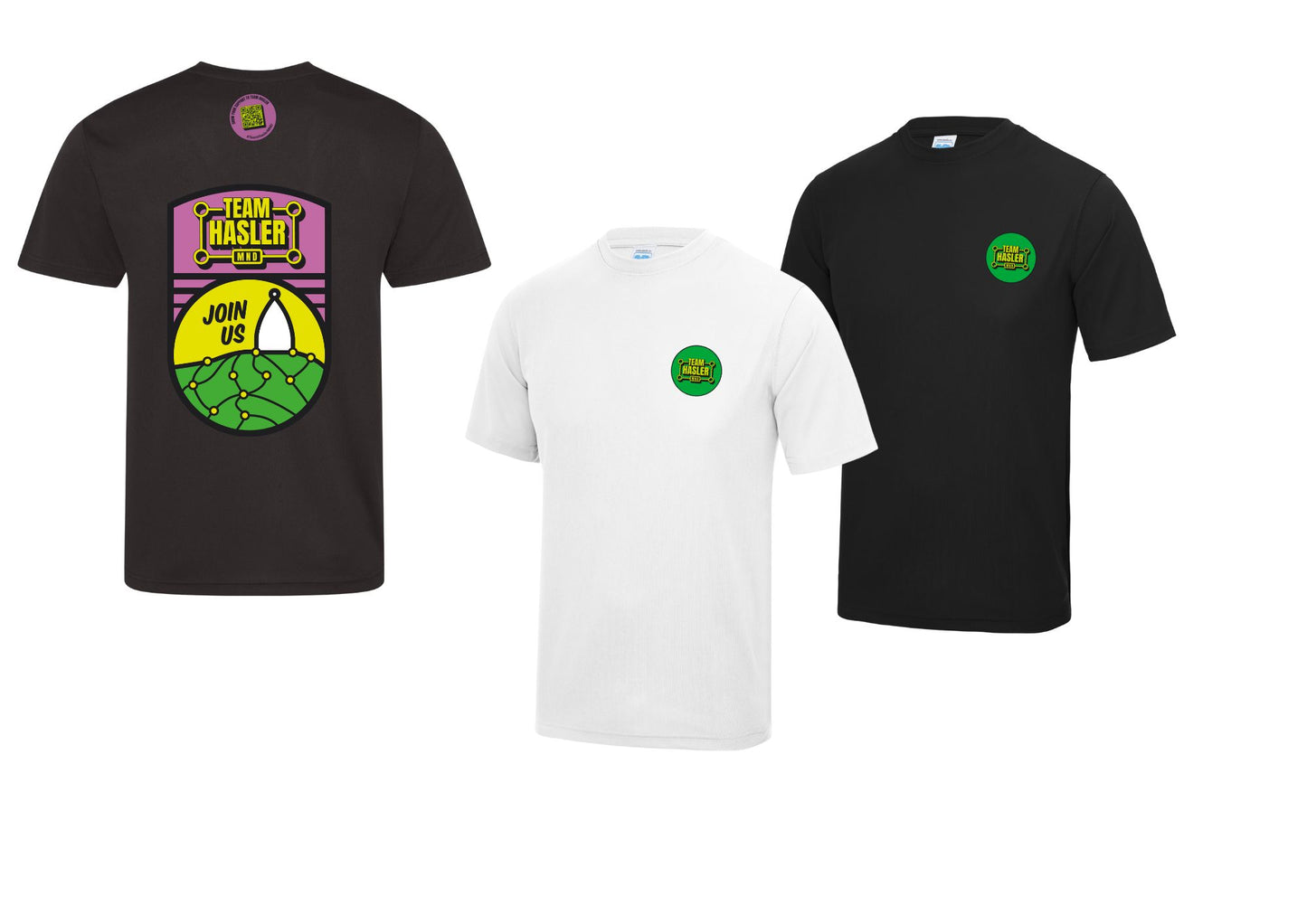 Team Hasler Adult Black or White Tee (Male Fit)